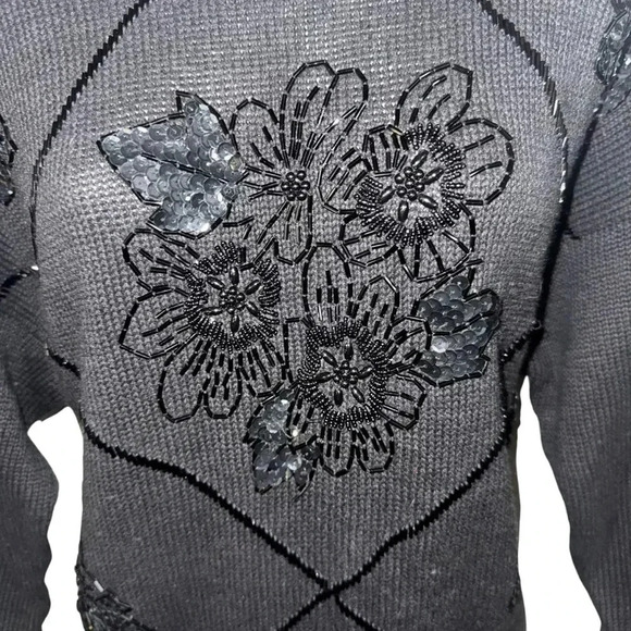 Vintage 80s bead sequin oversized pullover sweater Westwrn Connections L - Picture 5 of 9